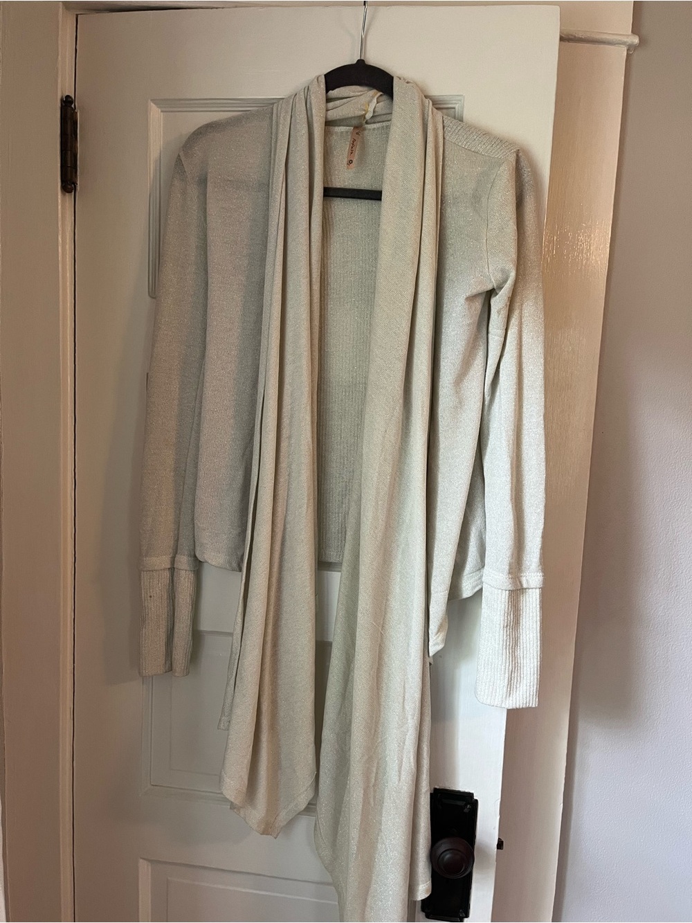 Papaya Light Cream Sparkly wrap tie cardigan